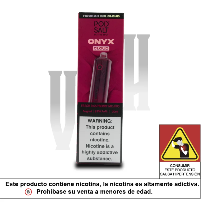 POD SALT ONYX CLOUD HOOKA FRESH RASPBERRY MOJITO